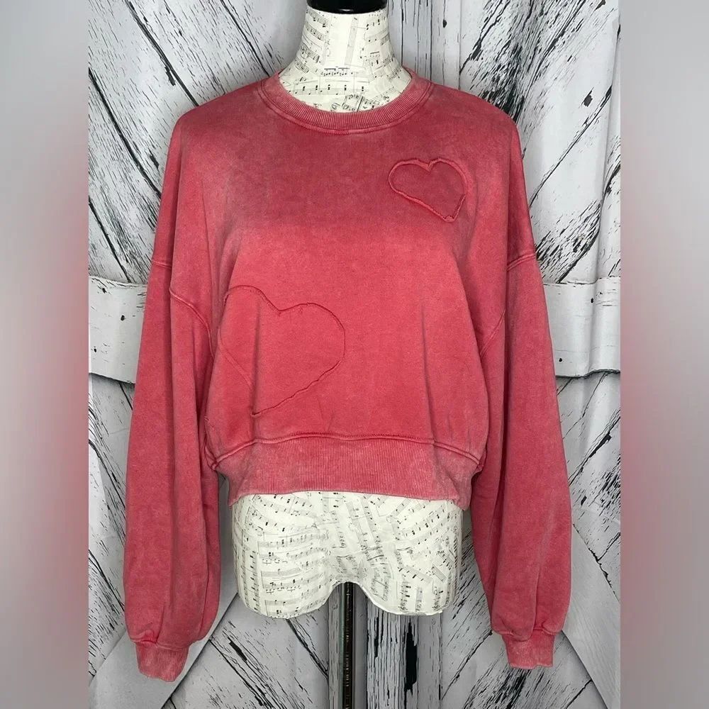 Vinyl Icons Cropped Sweatshirt w/Hearts M
